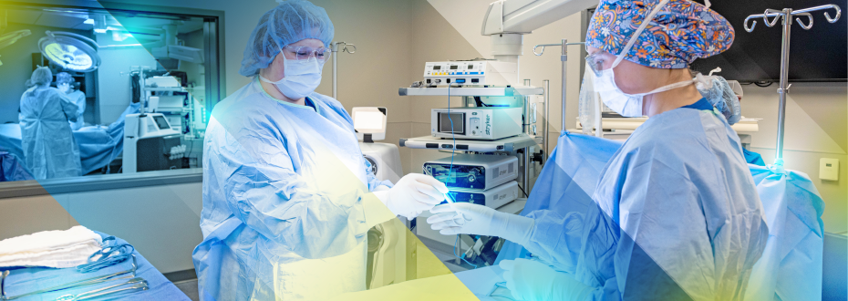 Southeast Tech students in an operating room lab, performing mock surgery