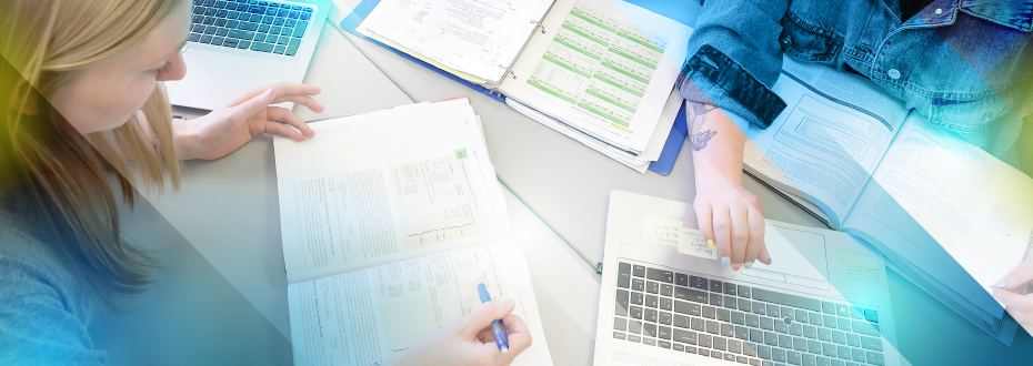 Professionally dressed male and female at a job interview
