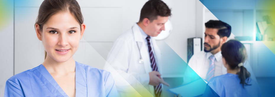 Student taking patients blood pressure