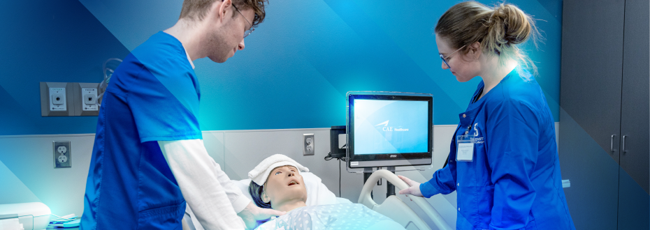 Southeast Tech student doing a chest examination on patient 